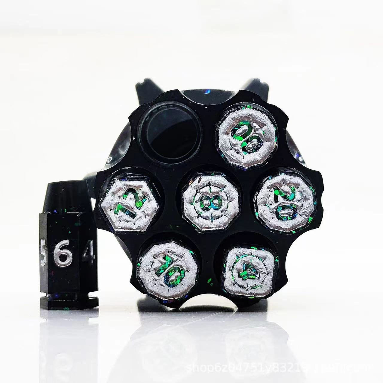 Latest Release Rotary Revolver Pistol Cylinder Resin Bullet Polyhedral DND Dice Seg Punk COC Running Team Board Game