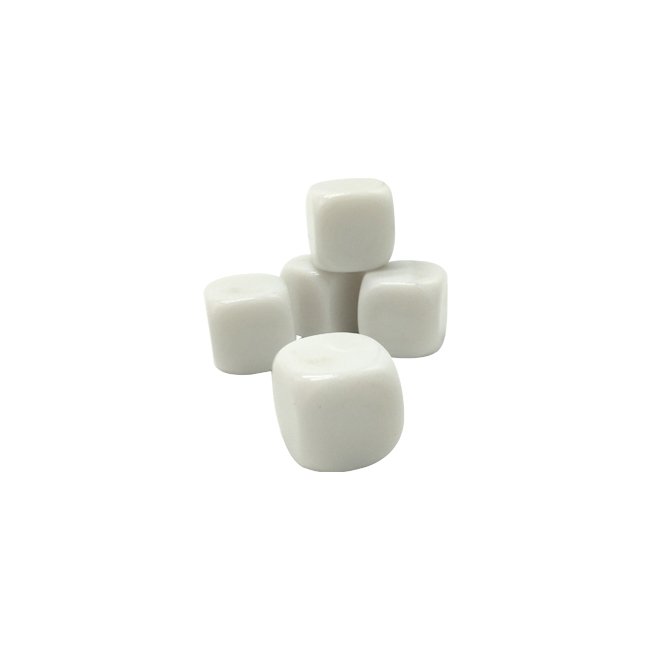 Wholesale Customized 14mm White Resin Dice with Printed Engraved Logo and Pattern Casino Game Accessory Dice