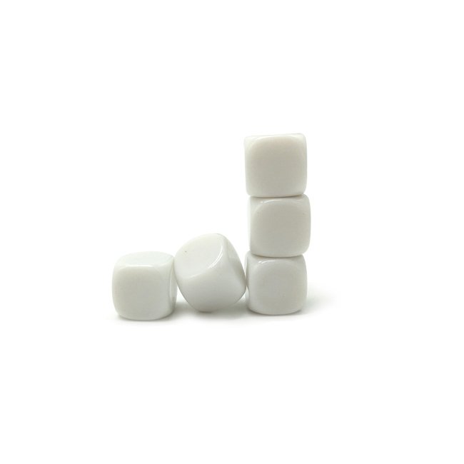 Wholesale Customized 14mm White Resin Dice with Printed Engraved Logo and Pattern Casino Game Accessory Dice
