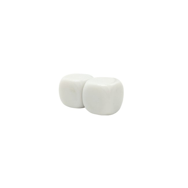 Wholesale Customized 14mm White Resin Dice with Printed Engraved Logo and Pattern Casino Game Accessory Dice