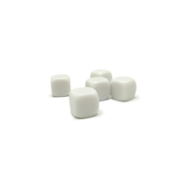Wholesale Customized 14mm White Resin Dice with Printed Engraved Logo and Pattern Casino Game Accessory Dice
