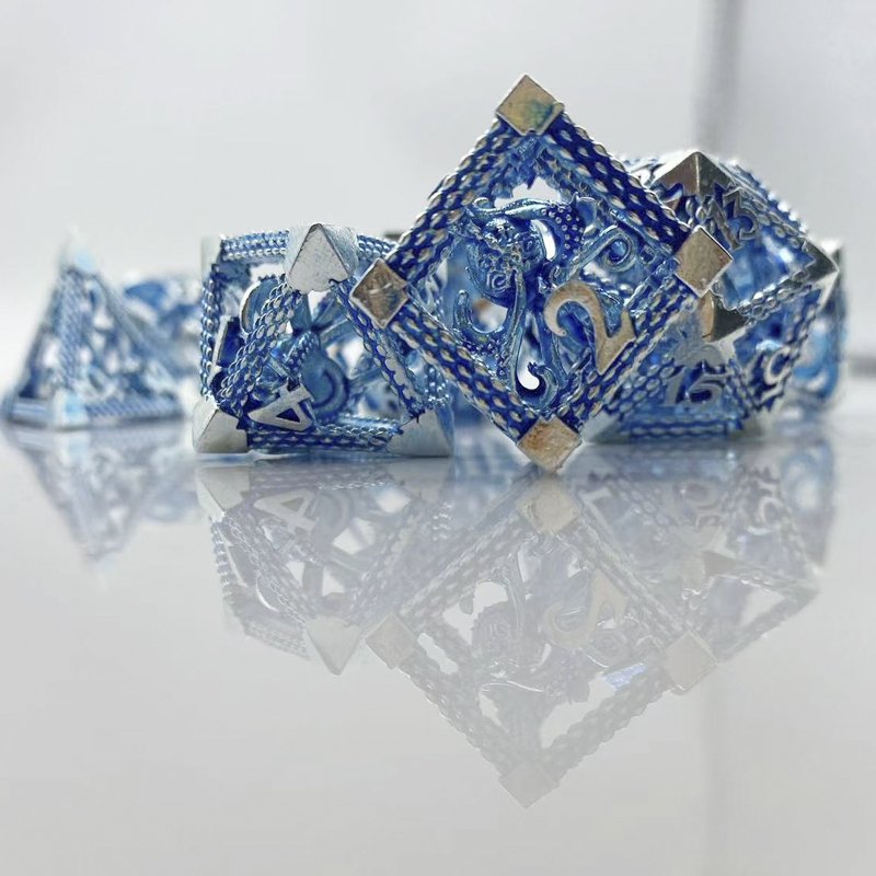 DND Metal Dragon Hollow dice set custom logo Dungeons & Dragons TRPG board game dice can be customized