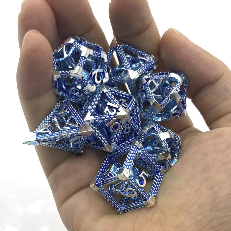 DND Metal Dragon Hollow dice set custom logo Dungeons & Dragons TRPG board game dice can be customized
