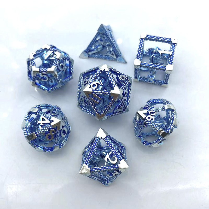 DND Metal Dragon Hollow dice set custom logo Dungeons & Dragons TRPG board game dice can be customized
