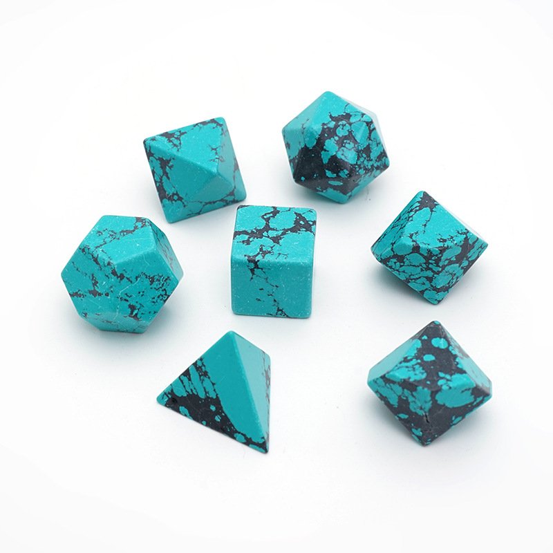 Custom Blank Artificial Blue&Black Turquoise Dice for Dungeons and Dragons RPG Board Game Polyhedral DND Gemstone Dice Set