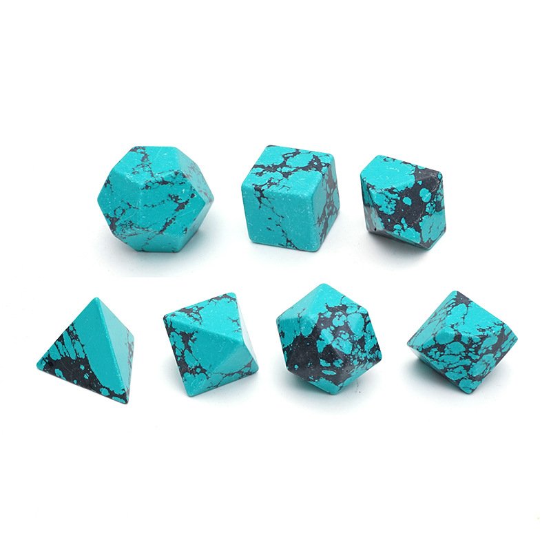 Custom Blank Artificial Blue&Black Turquoise Dice for Dungeons and Dragons RPG Board Game Polyhedral DND Gemstone Dice Set