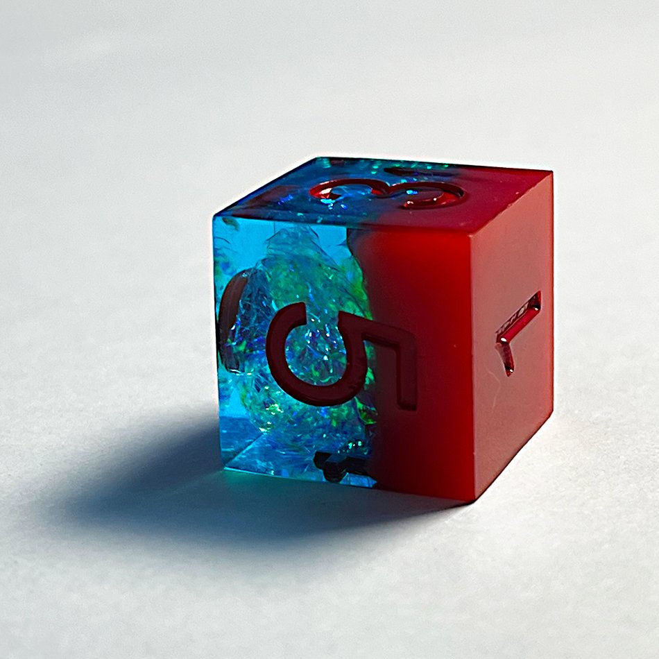 Superman color matching -- handmade red resin sharp edge dice dnd --RPG games