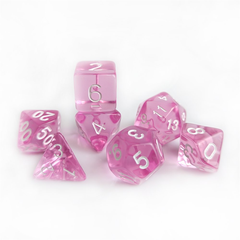 Acrylic Pink Transparent Polyhedral Dice Set for Dungeons and Dragons RPG Board Games Custom Plastic DND Dice Set