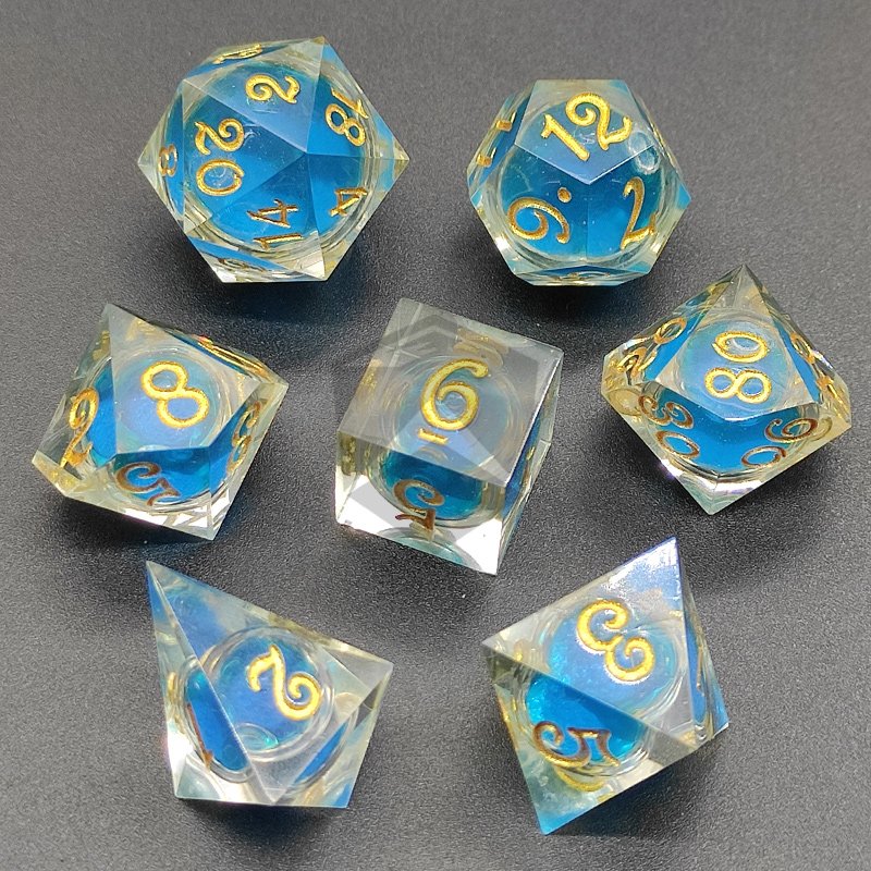 Creative DND Dice Craft Colored Transparent Resin Personality Dice Resin DND Liquid Dice for Game