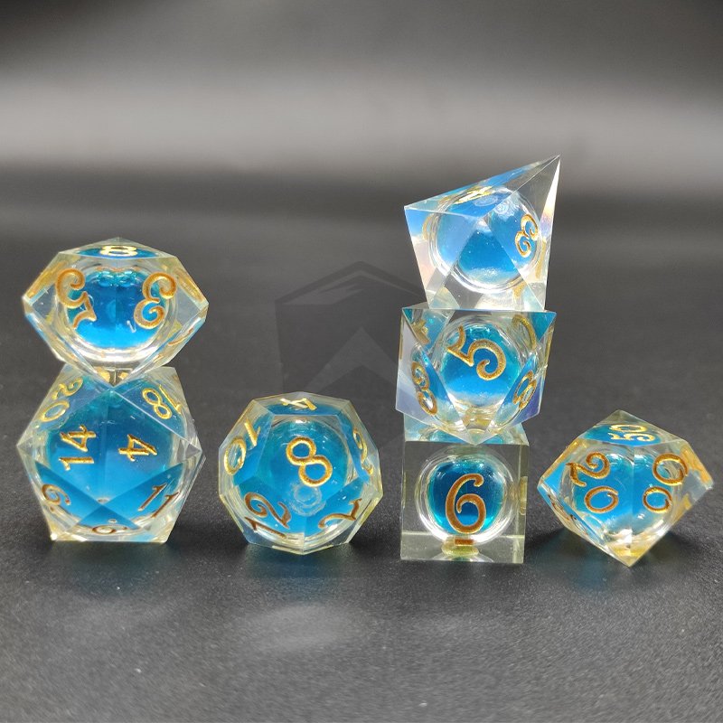 Creative DND Dice Craft Colored Transparent Resin Personality Dice Resin DND Liquid Dice for Game