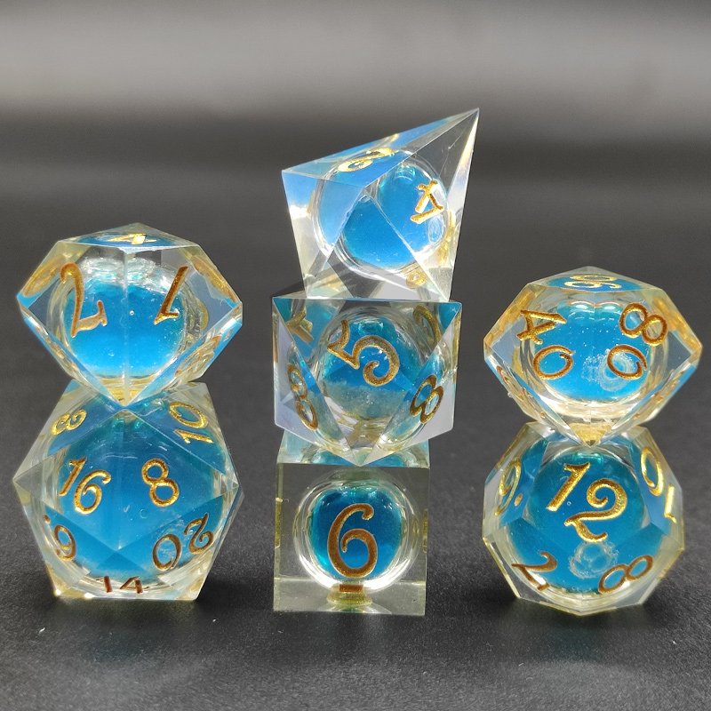 Creative DND Dice Craft Colored Transparent Resin Personality Dice Resin DND Liquid Dice for Game