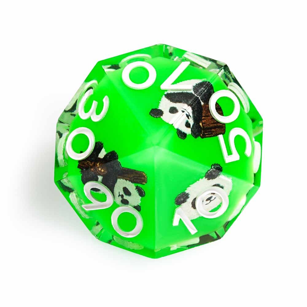 7Pcs Green Panda Dice Resin Polyhedral Dice For DND Role Games Playing Collection Set