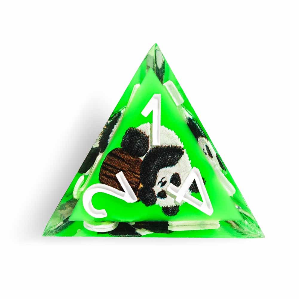 7Pcs Green Panda Dice Resin Polyhedral Dice For DND Role Games Playing Collection Set