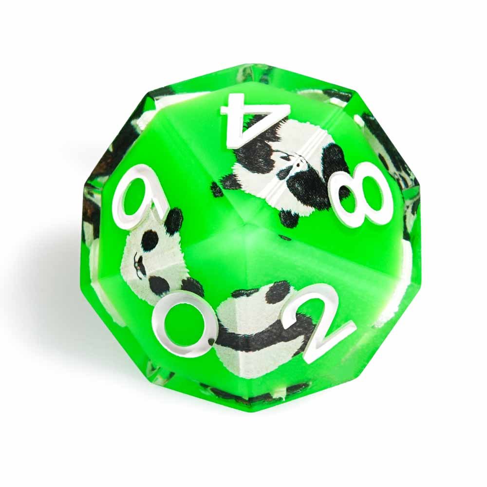 7Pcs Green Panda Dice Resin Polyhedral Dice For DND Role Games Playing Collection Set