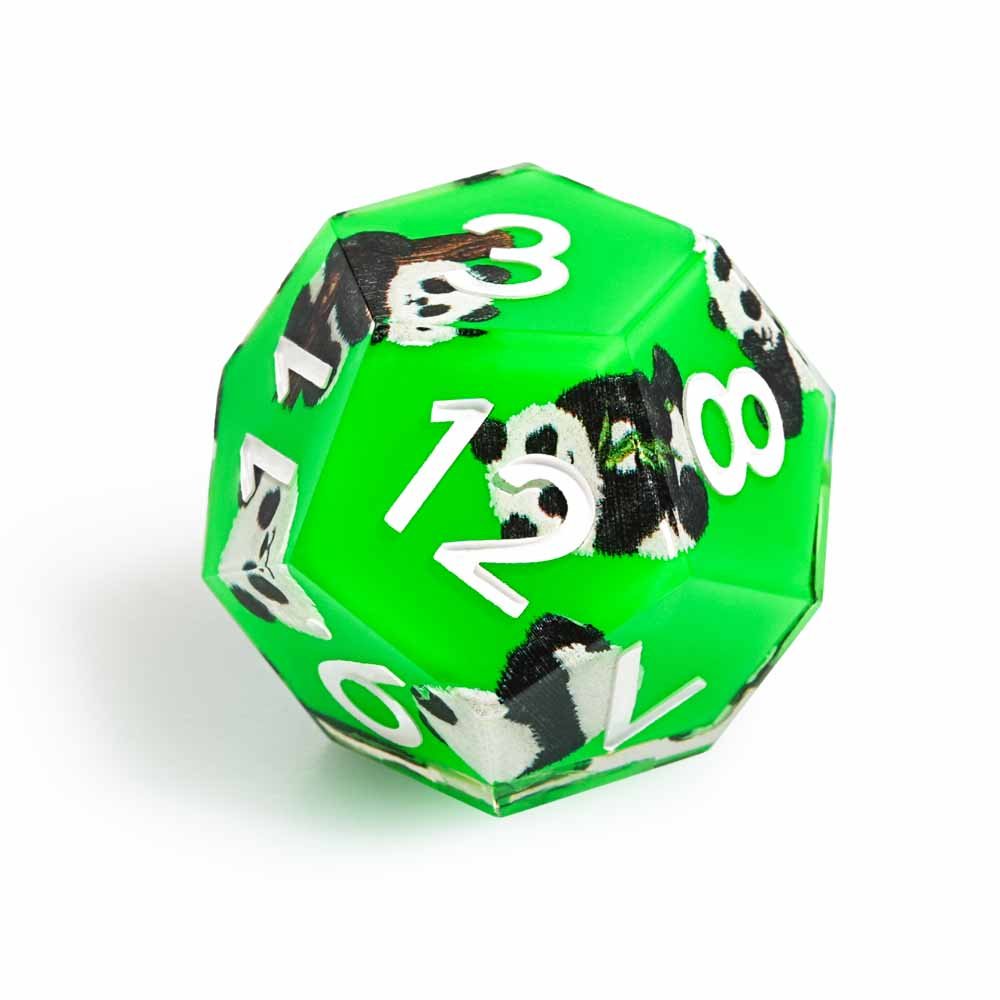 7Pcs Green Panda Dice Resin Polyhedral Dice For DND Role Games Playing Collection Set