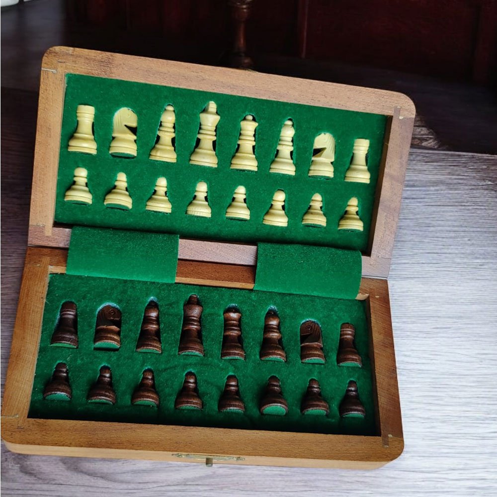 Buy 7 inches Wooden Travel Folding Sheesham Magnetic Chess Set Magnetic Folding Chess Set Minimum Price