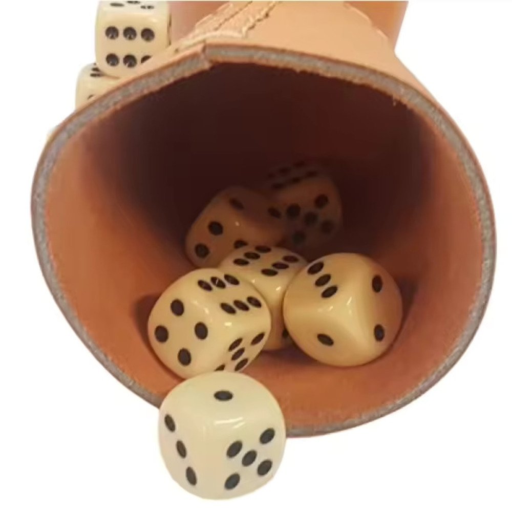 Factory Wholesale Dice Cup Customized Logo Leather Shaker Cup with Poker Dices Plastic Custom Leather Dice Cup Set