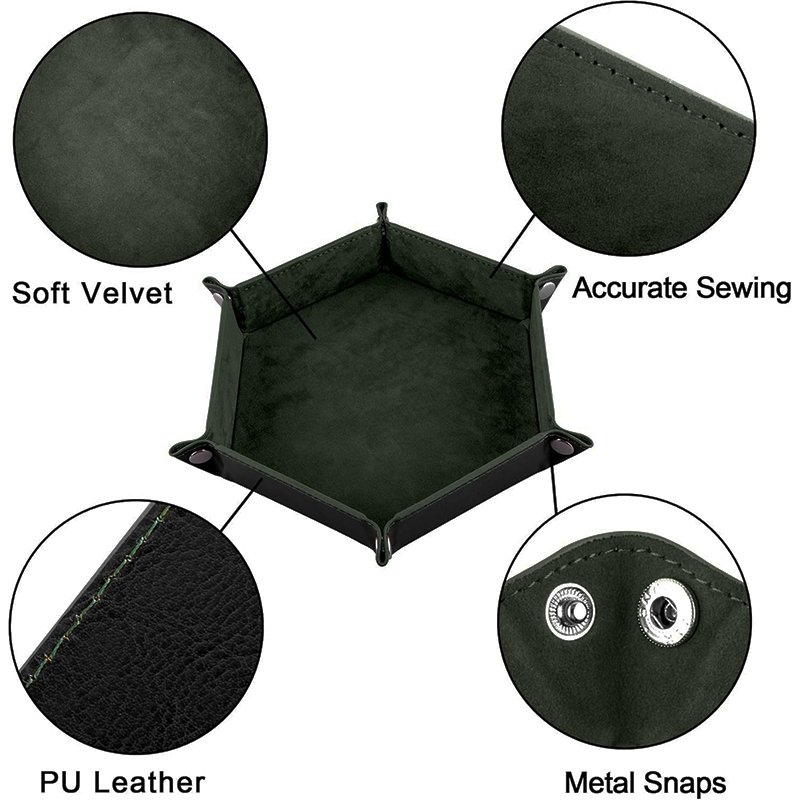 Factory Wholesale High Quality Pu Leather Dice Rolling Tray Foldable Polygon Game Dice Tray For DND Rpg Dice Board Game