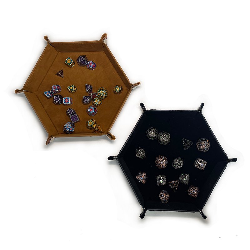 Factory Wholesale High Quality Pu Leather Dice Rolling Tray Foldable Polygon Game Dice Tray For DND Rpg Dice Board Game