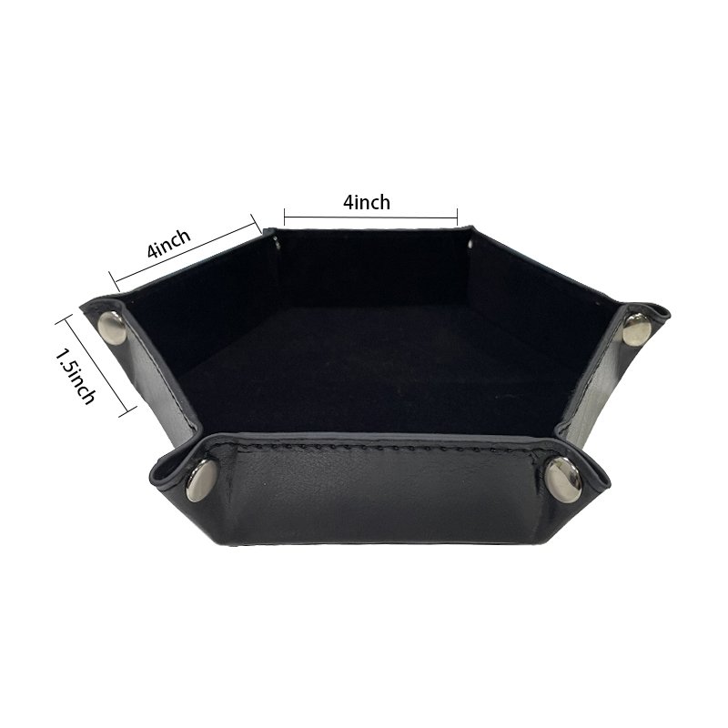 Factory Wholesale High Quality Pu Leather Dice Rolling Tray Foldable Polygon Game Dice Tray For DND Rpg Dice Board Game