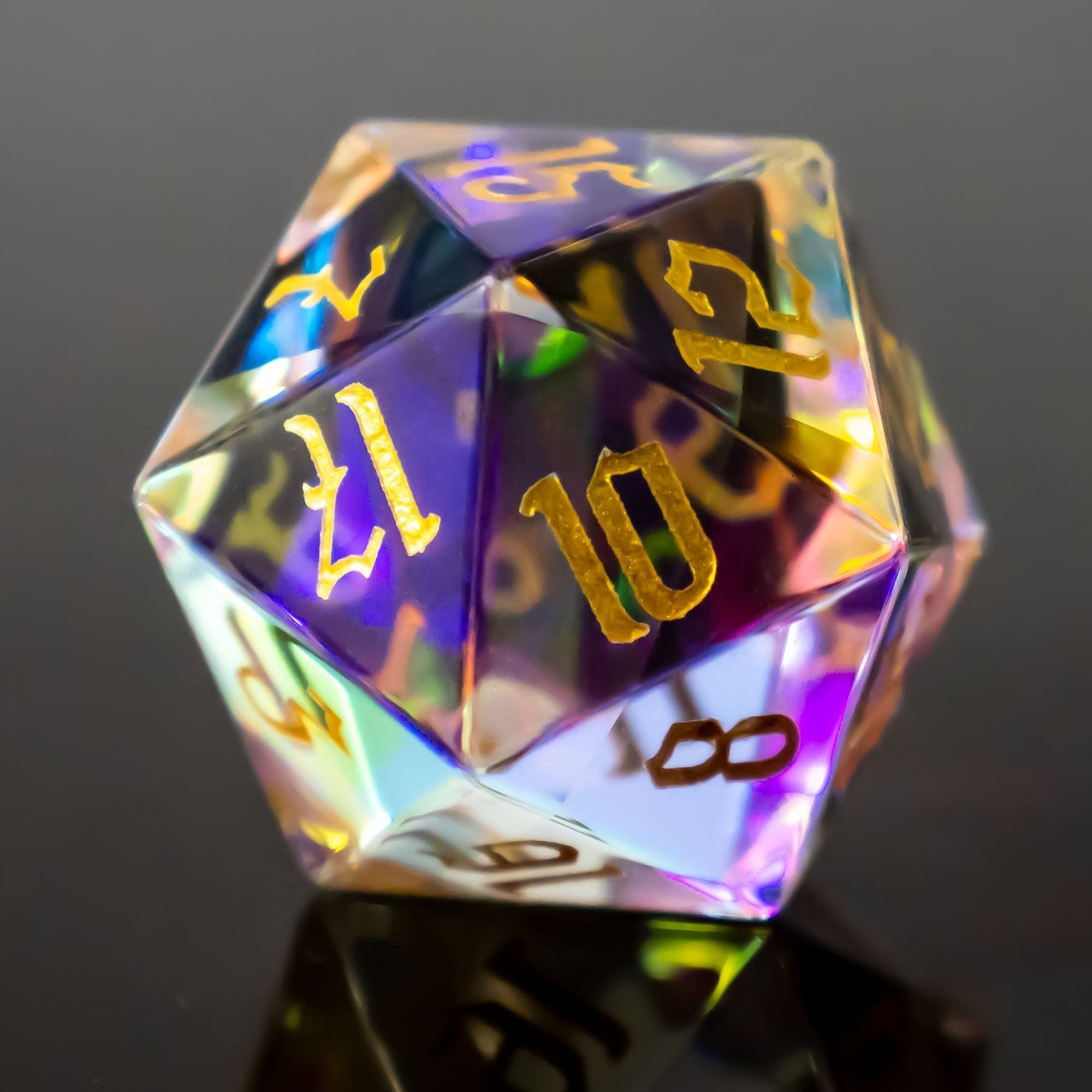 factory wholesale Hot-selling colorful rainbow prism glass dice set for dnd dungeons and dragons role-playing games RPG