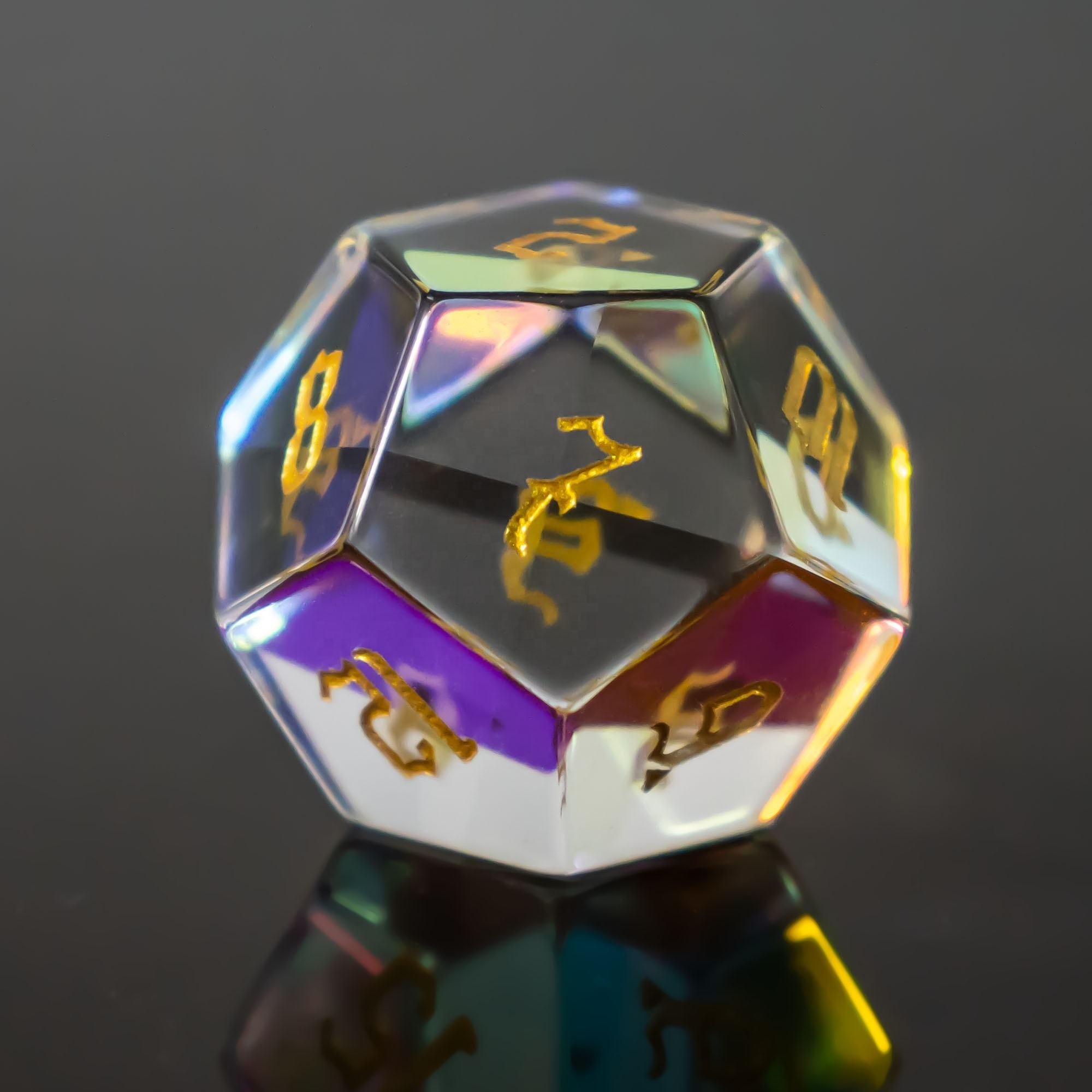 factory wholesale Hot-selling colorful rainbow prism glass dice set for dnd dungeons and dragons role-playing games RPG