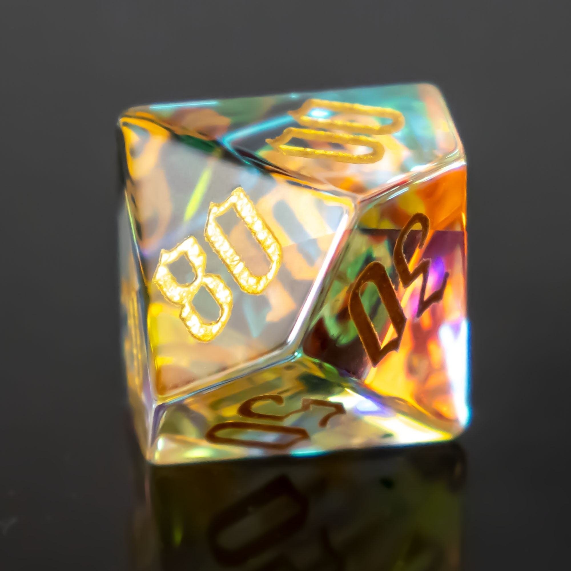 factory wholesale Hot-selling colorful rainbow prism glass dice set for dnd dungeons and dragons role-playing games RPG