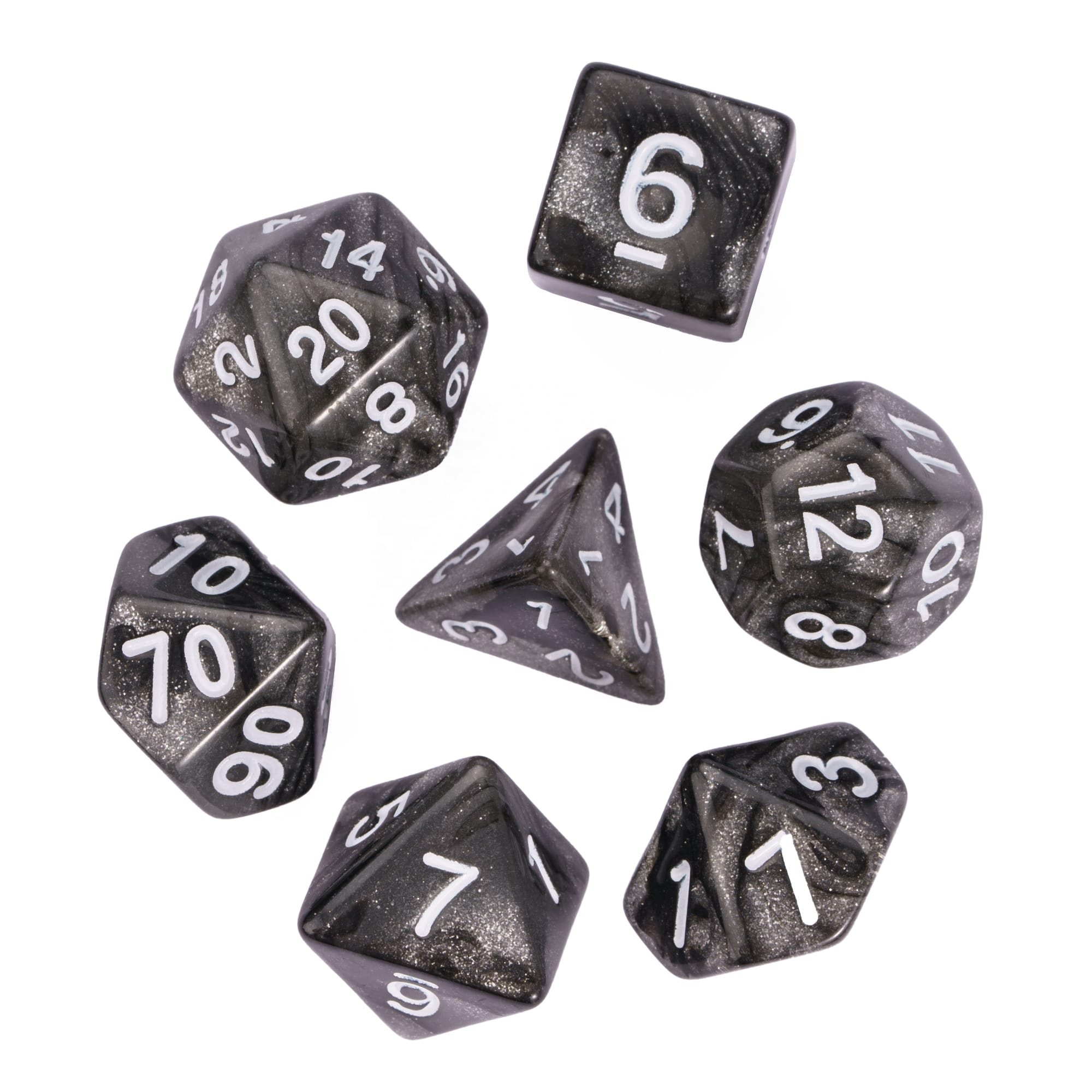 Udixi Acrylic Color Blend Glitter Dice DND&RPG Dungeons and Dragons Black Board Game Dice set