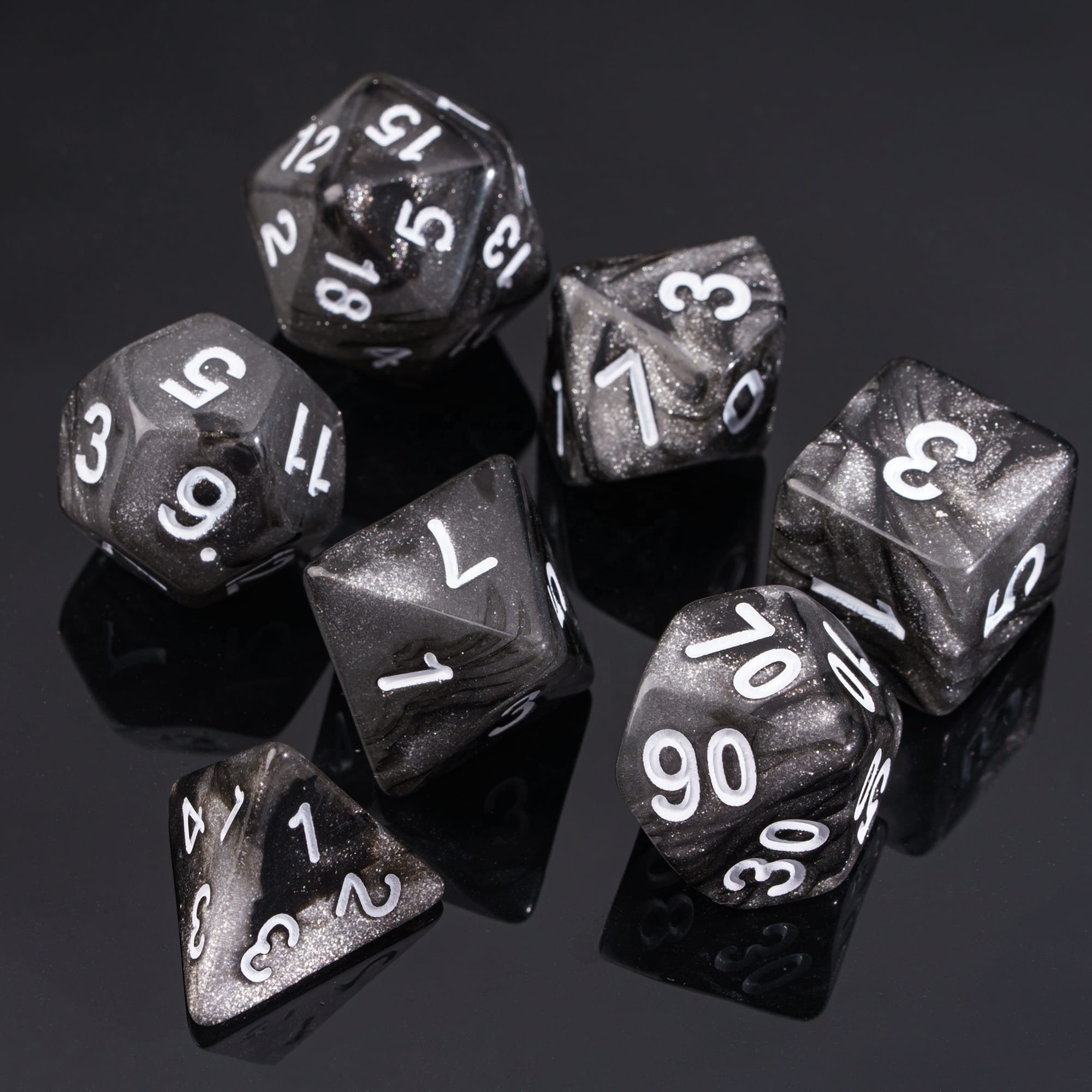 Udixi Acrylic Color Blend Glitter Dice DND&RPG Dungeons and Dragons Black Board Game Dice set