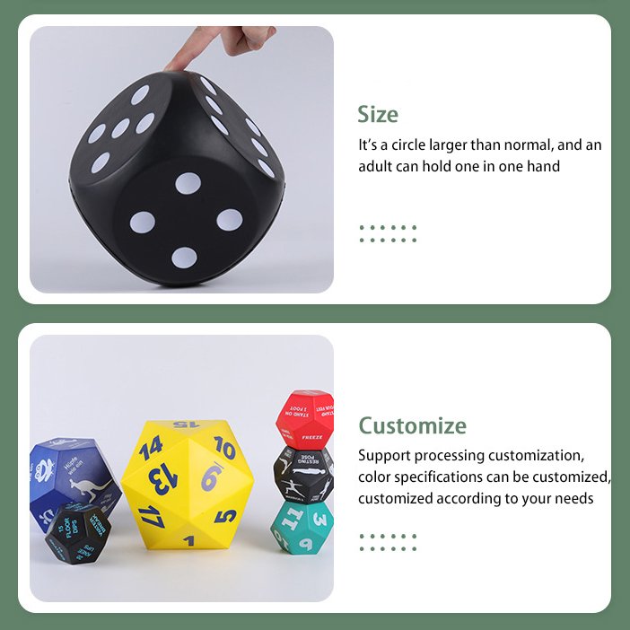 Custom Decompression Pu Large Foam Exercise Dice Custom Logo Dice