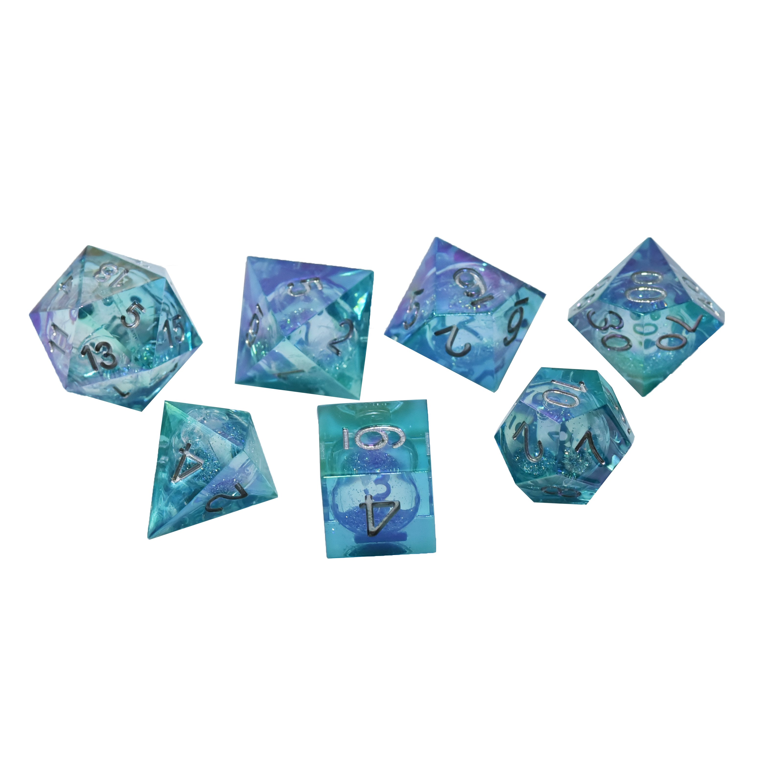 Wholesale D20 Dnd RPG Game Set Square Corner Polyhedral Resin Dice Colorful Liquid Core For Board Games