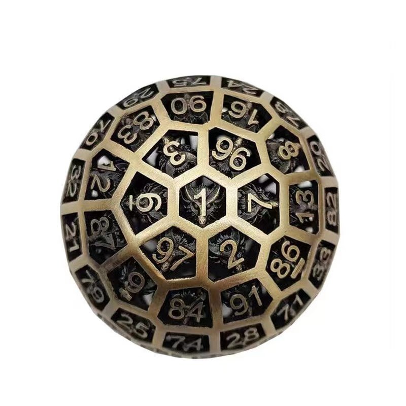 New (D100) Metal Hollow RPG Game Dice Set-Polyhedron Dragon Head Dice Dungeon and Dragon 45MM D100 Metal Dice Set D&D