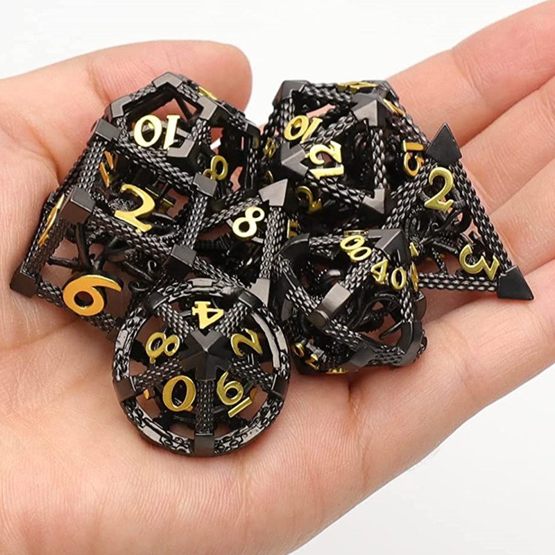 MINI PLANET 3D Octopus Metal DND Dice Set For TRPG Dungeons&Dragons Game Polyhedral Metal Hollow Dice Set Custom DND Dice Metal