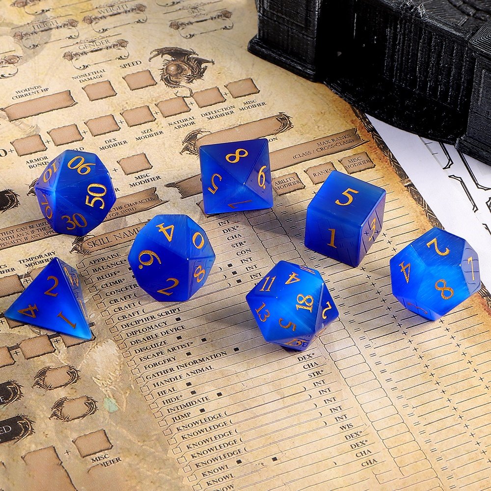 RPG Dice D6 16MM D6 Royal Blue Cat Eye Glass Dice For Role-playing Games