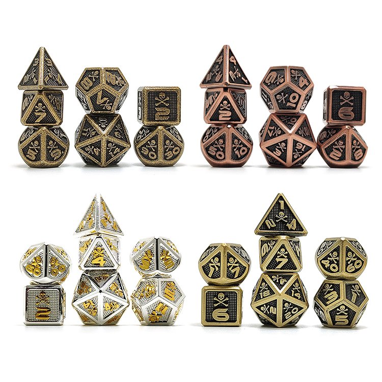 Custom Metal Blank Black DND Dice Set D20 Bone Polyhedral D&D W Gift Metal Case Polyhedral Dice for Dungeons and Dragons TTRPG