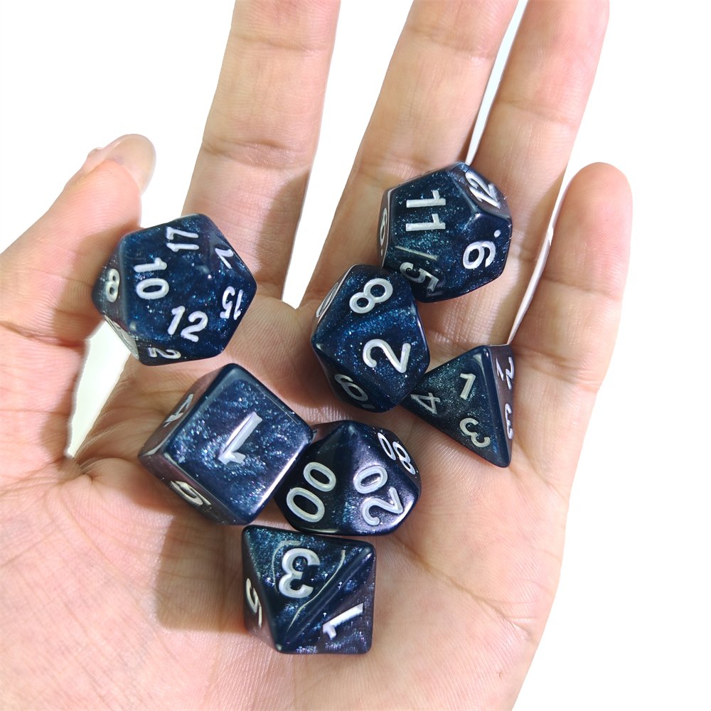 Wholesale Polyhedral Plastic RPG DND Dice Set Bulk Acrylic Glitter Dice Set for Dungeons and Dragons Tabletop Role Playing Games