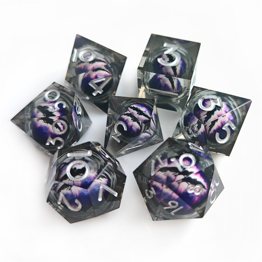 DND Dragon Eye Liquid Core Dice D&D RPG Dungeons and Dragons Role Playing Game Dice Polyhedral Sharp Edge Resin Dice Set