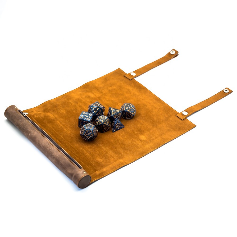 Udixi Scroll Leather Foldable RPG Dice Bag Dice Mat packaging for Dungeons and Dragons