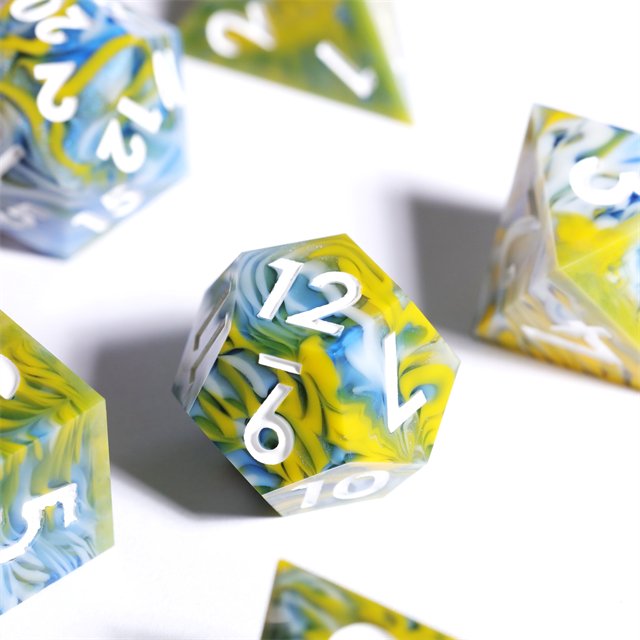 MINI PLANET Custom Resin 7pcs Dragon and Dungeon DND Sharp Edges Gift Dice Set Polyhedral Board Game RPG Dice