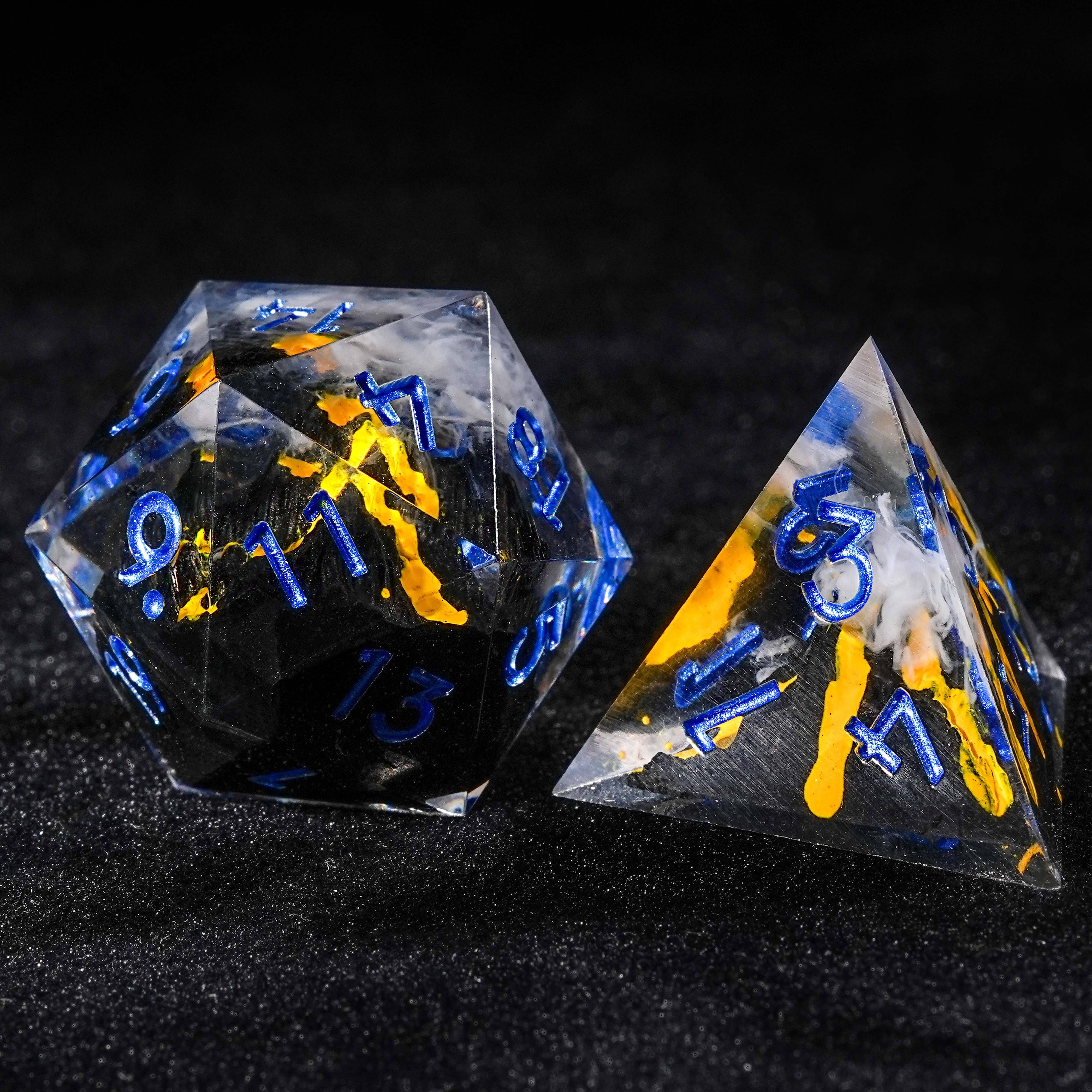 7Pcs Yellow Volcano Dice Resin Polyhedral Dice For DND Role Games Playing Collection Set