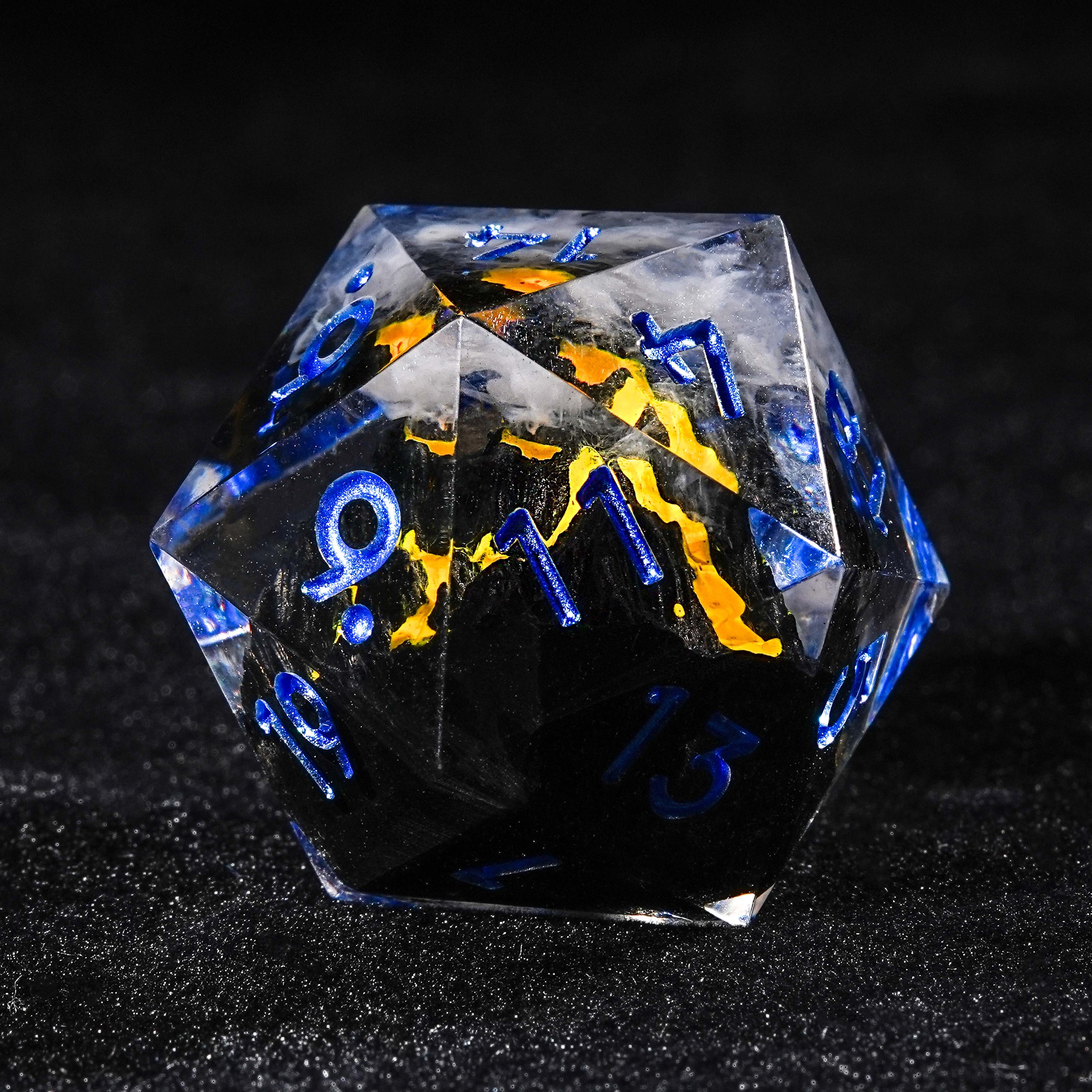 7Pcs Yellow Volcano Dice Resin Polyhedral Dice For DND Role Games Playing Collection Set