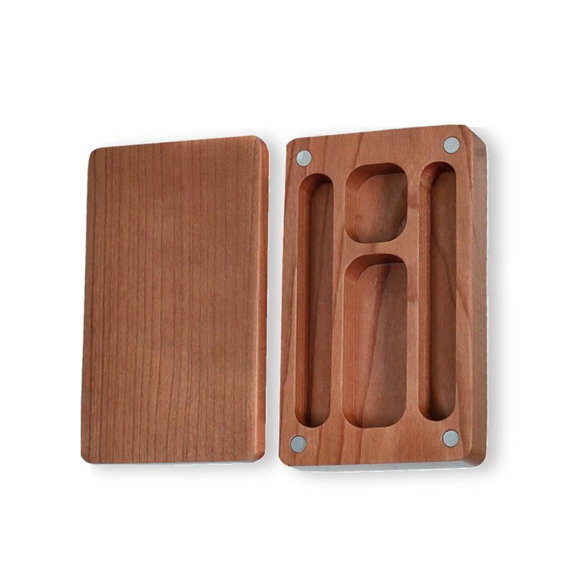 Wooden Dice Box with Magnetic Lid Solid Wood Slotted Stash Box with Special-shaped Protective Fixing Slots for Product Packaging