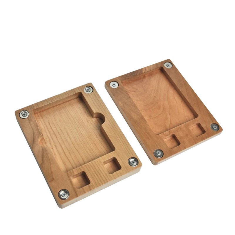 Wooden Dice Box with Magnetic Lid Solid Wood Slotted Stash Box with Special-shaped Protective Fixing Slots for Product Packaging