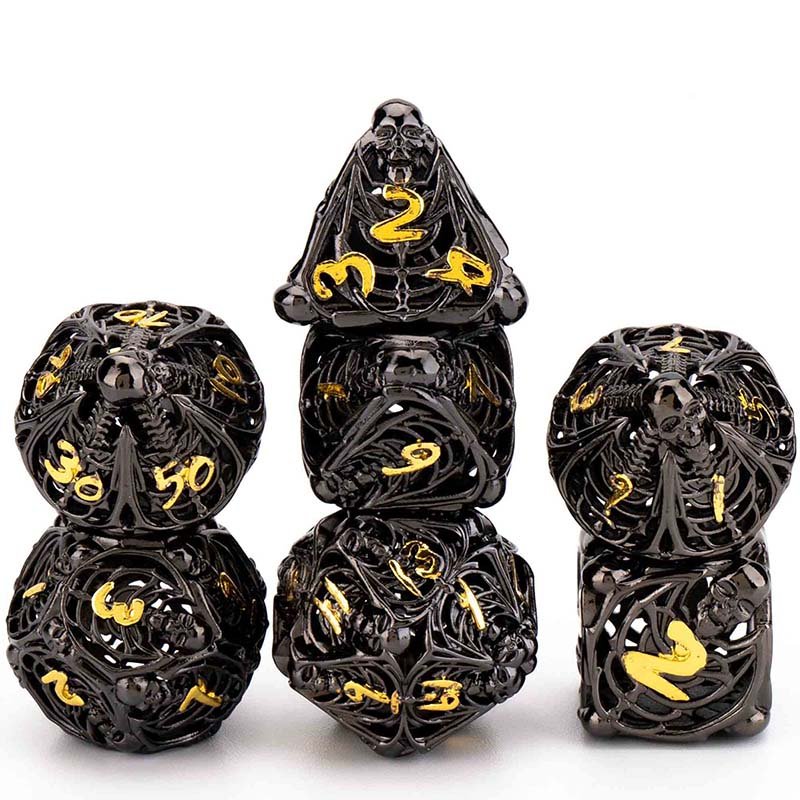 DND Dragon Skeleton Hollow Horror Metal Polyhedral Bone Dice Set D&D RPG Suitable for Dungeons and Dragons Role Playing Games sharp dice
