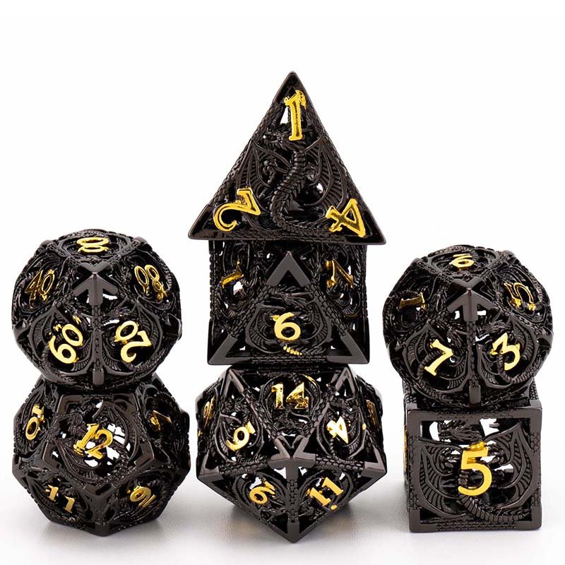 DND Dragon Skeleton Hollow Horror Metal Polyhedral Bone Dice Set D&D RPG Suitable for Dungeons and Dragons Role Playing Games sharp dice