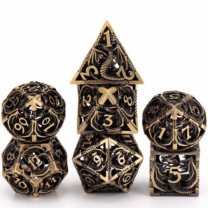 DND Dragon Skeleton Hollow Horror Metal Polyhedral Bone Dice Set D&D RPG Suitable for Dungeons and Dragons Role Playing Games sharp dice