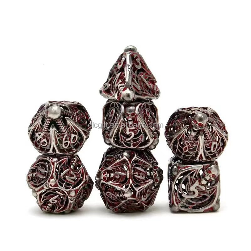 Metal dice Set, Hollow polyhedral Colorful Metal dice Suitable for Dungeons and Dragons Role-Playing RPG dice Games, Black