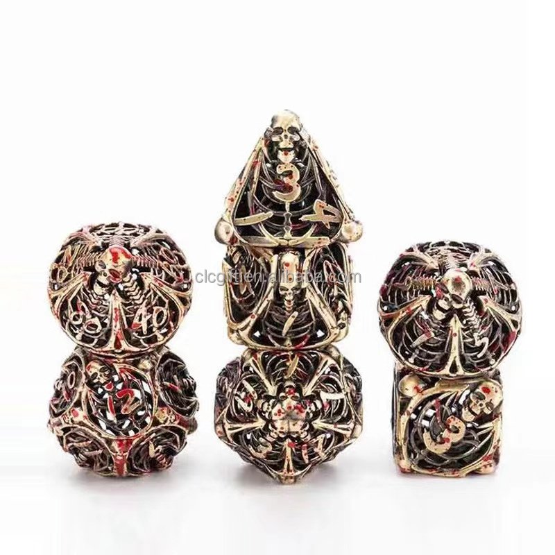 Metal dice Set, Hollow polyhedral Colorful Metal dice Suitable for Dungeons and Dragons Role-Playing RPG dice Games, Black