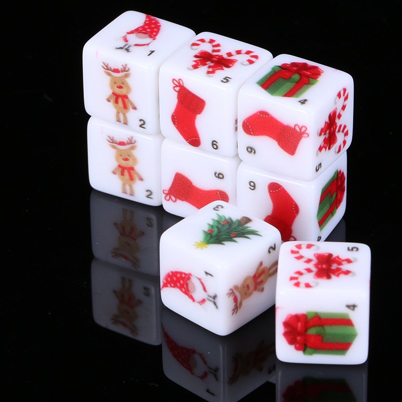 Customizable Holiday Dice Set in Christmas Bag for Festive Fun!