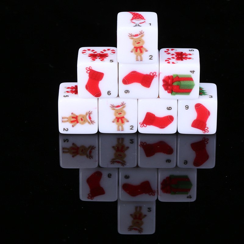 Customizable Holiday Dice Set in Christmas Bag for Festive Fun!